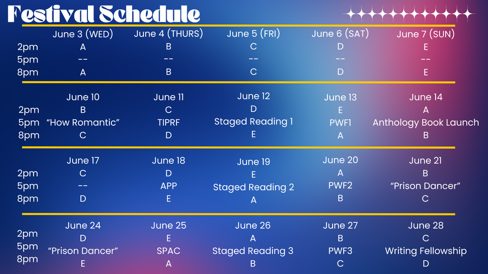 Here's the full schedule of shows and staged readings for VLF XXI: Hubo't Hubad.